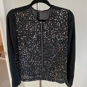 Zip up glitter bomber
